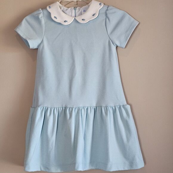 Luli &‎ Me 6X Blue Drop Waist Fully Lined Embroidered Floral Scalloped Collar - Picture 9 of 9